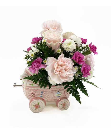 music box with pink flowers